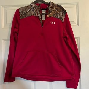 Under Armour cold gear 1/4 zip camp and pink sweatshirt